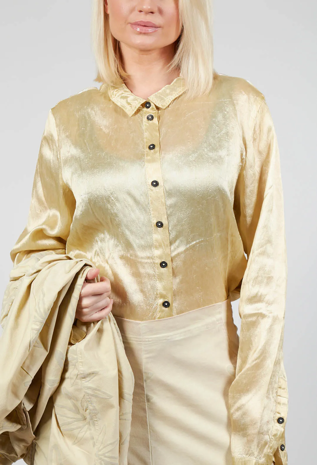 Satin Blouse in Wax Cloud