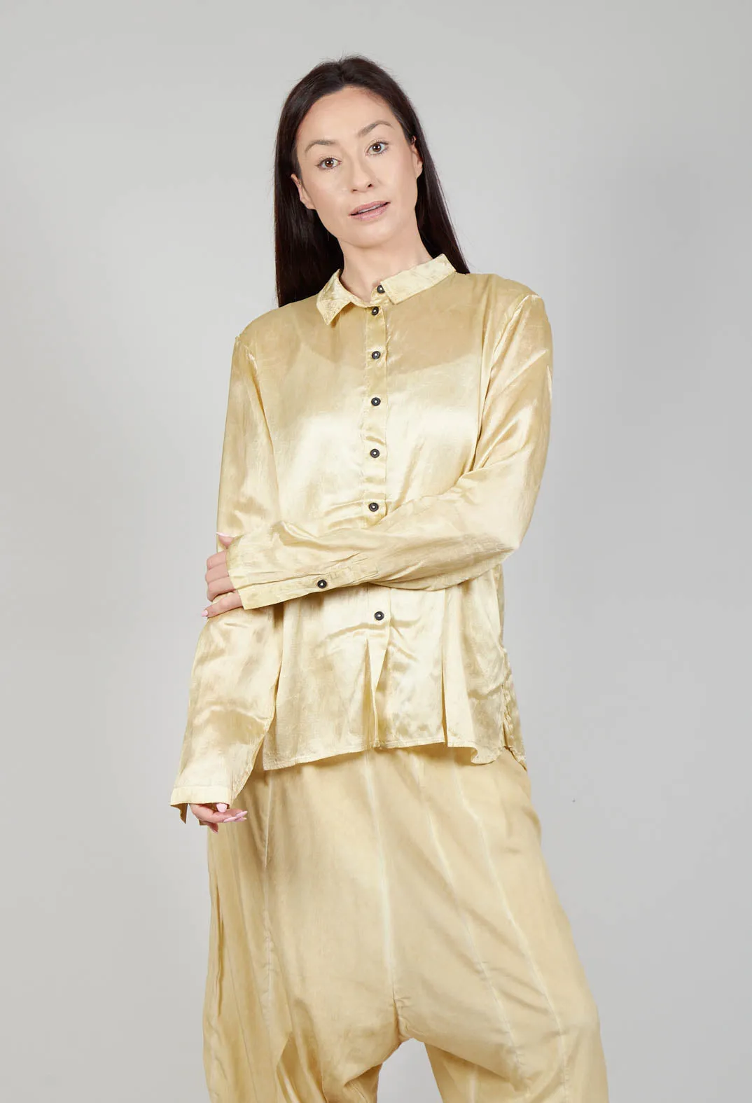 Satin Blouse in Wax Cloud