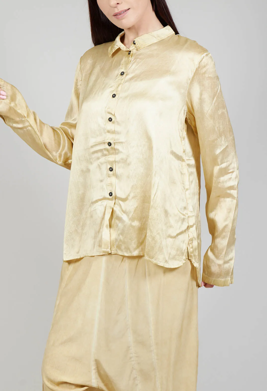 Satin Blouse in Wax Cloud