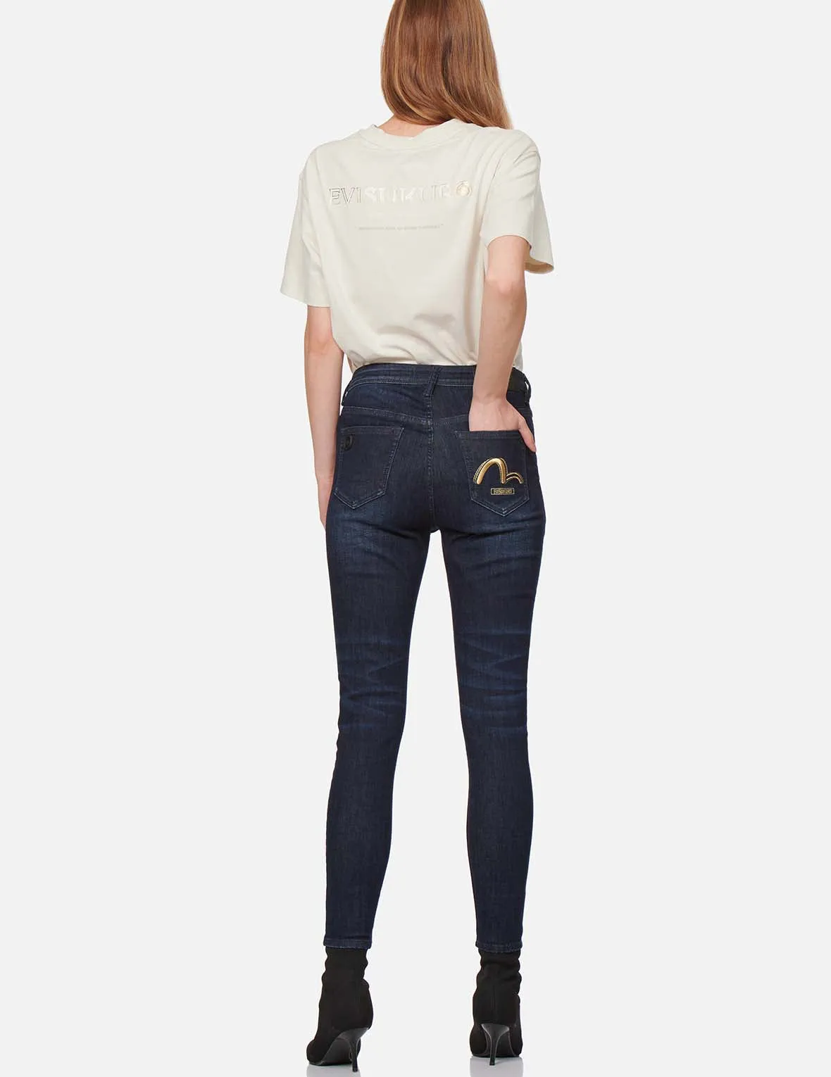 Seagull Embroidered Skinny Jeans