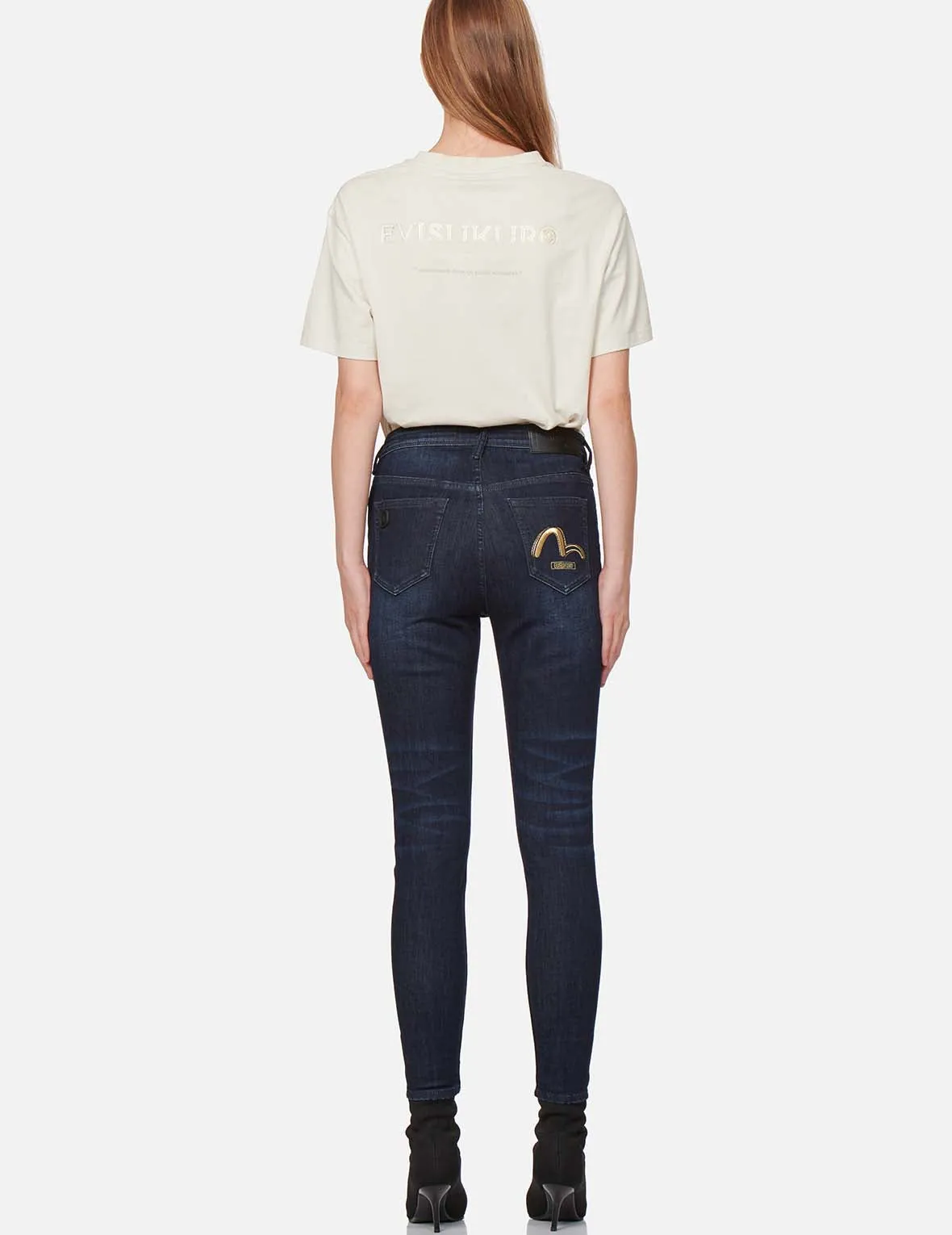 Seagull Embroidered Skinny Jeans