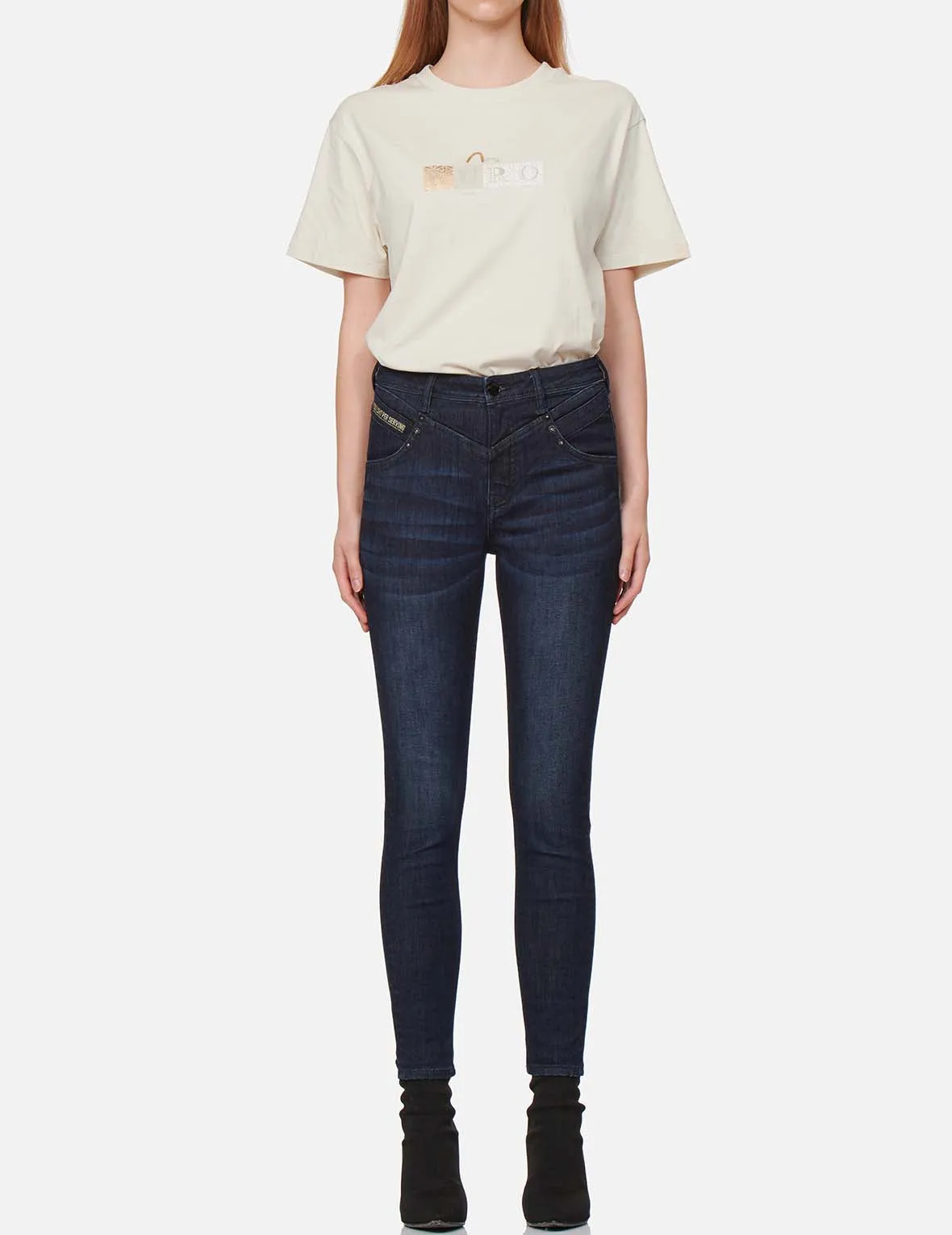 Seagull Embroidered Skinny Jeans