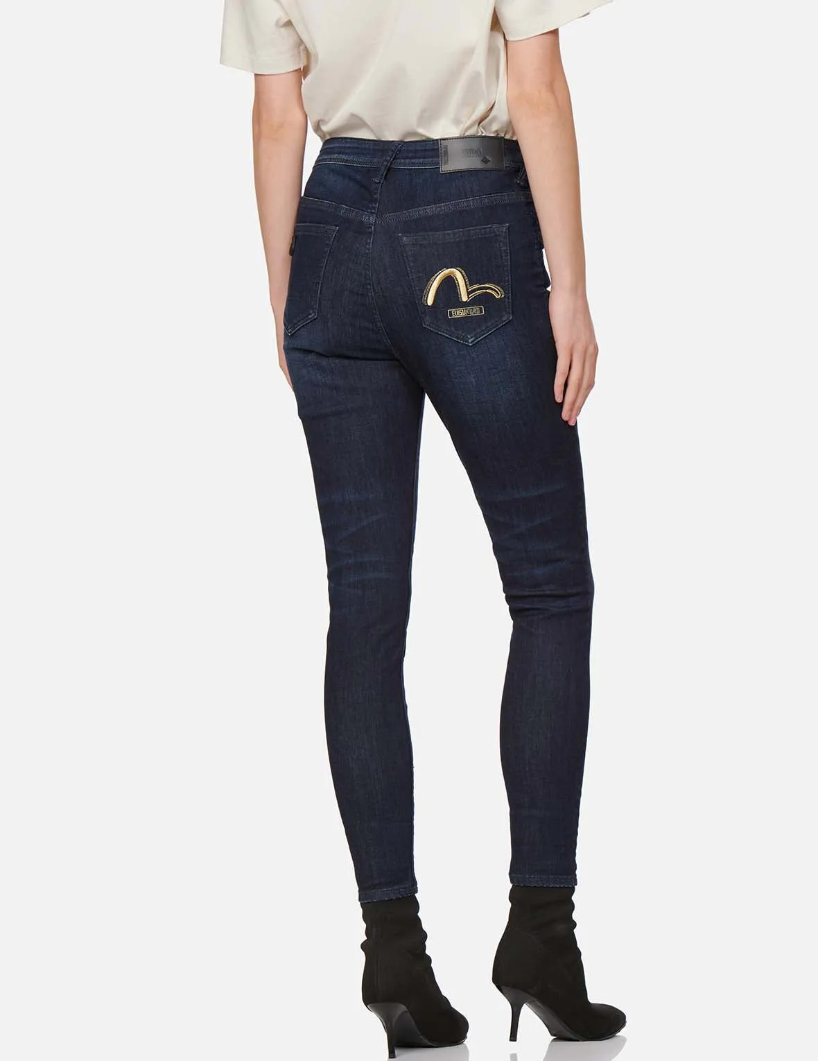 Seagull Embroidered Skinny Jeans