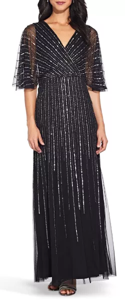 Sequin V-Neck Black Dress