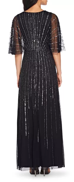 Sequin V-Neck Black Dress