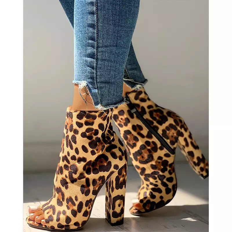 Serpentine Zipper High Heels Platform Booties