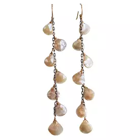 Seven Drop White Sapphire Dangle Earrings