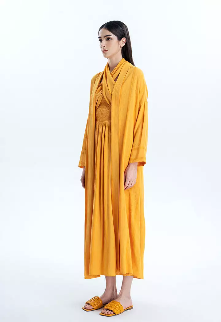 Shawl Collar Textured Casual Abaya