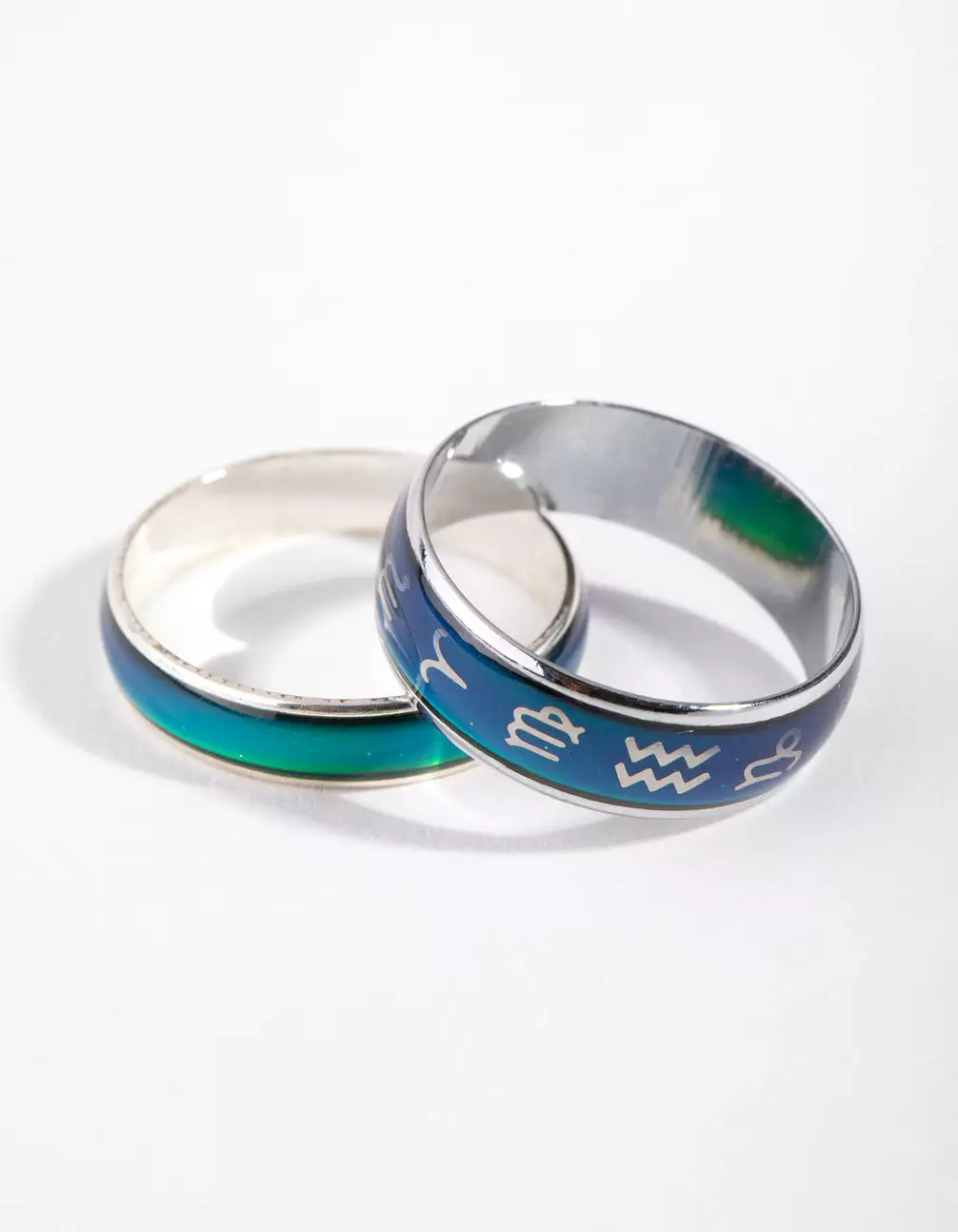 Silver Symbol Mood Ring Set