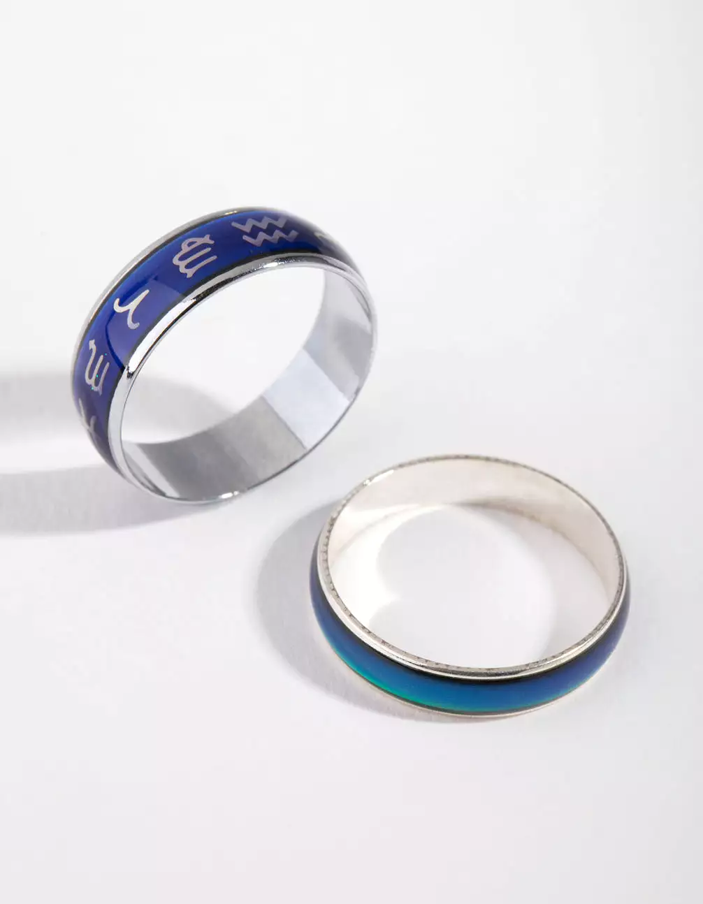 Silver Symbol Mood Ring Set