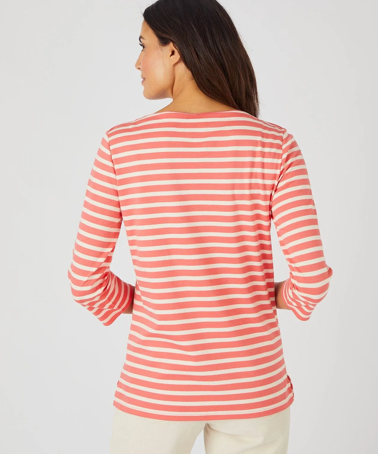 Skin Soft Striped Boat Neck Cotton Top