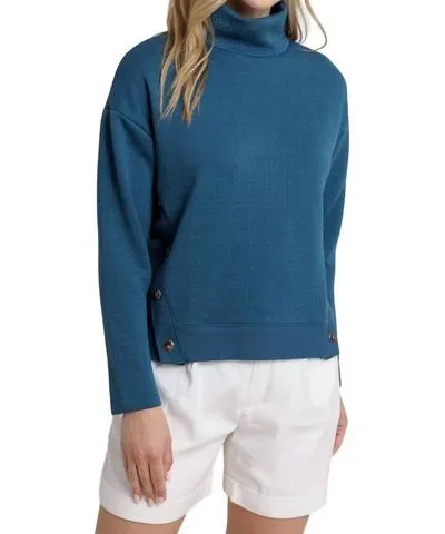 Southern Tide Mock Neck Sweater Top In Teal Haze