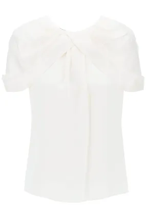 Stella mccartney satin blouse with petal sleeves 6T0181 3BU370 CREAM