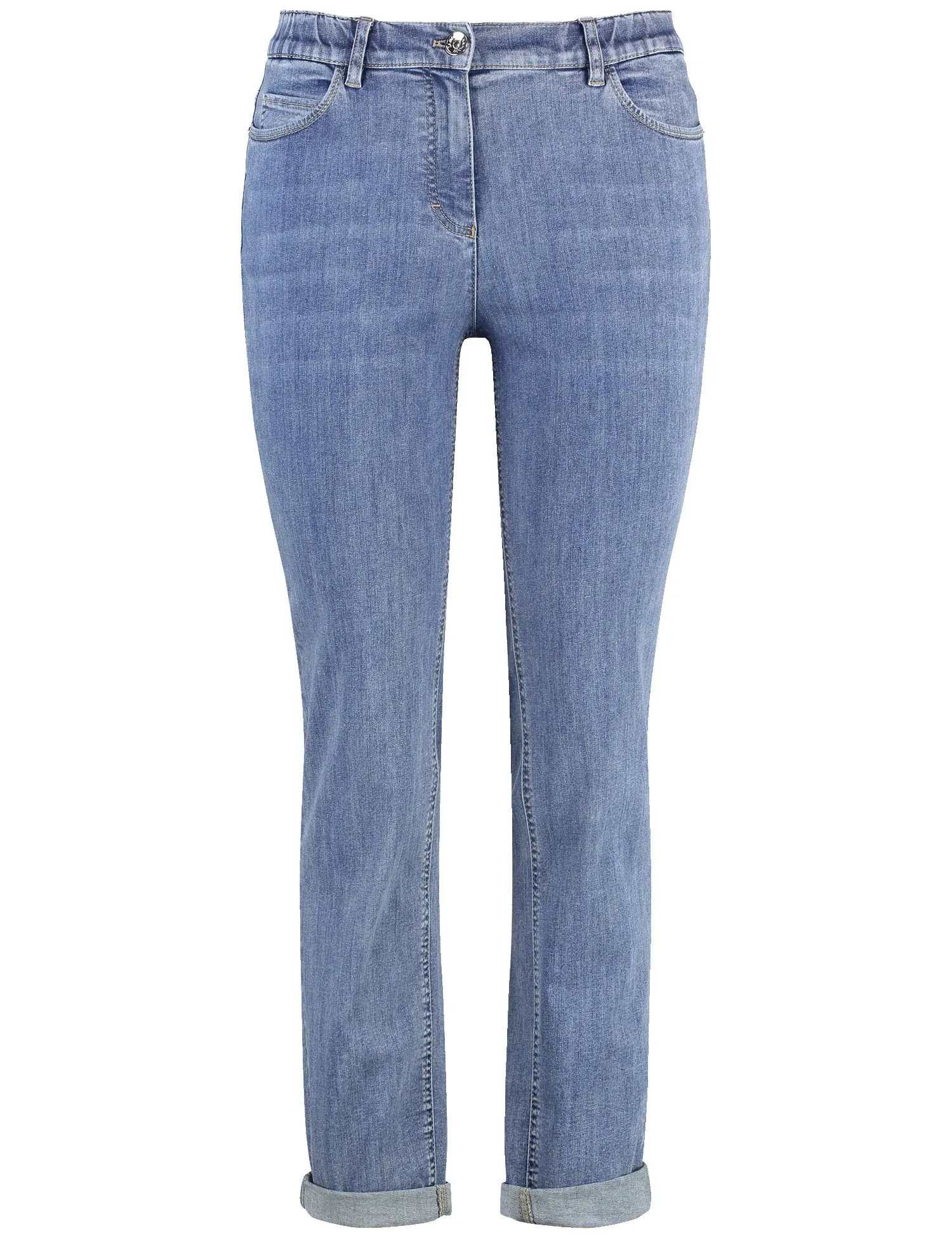 Stretchy five-pocket jeans with turn-ups, Betty