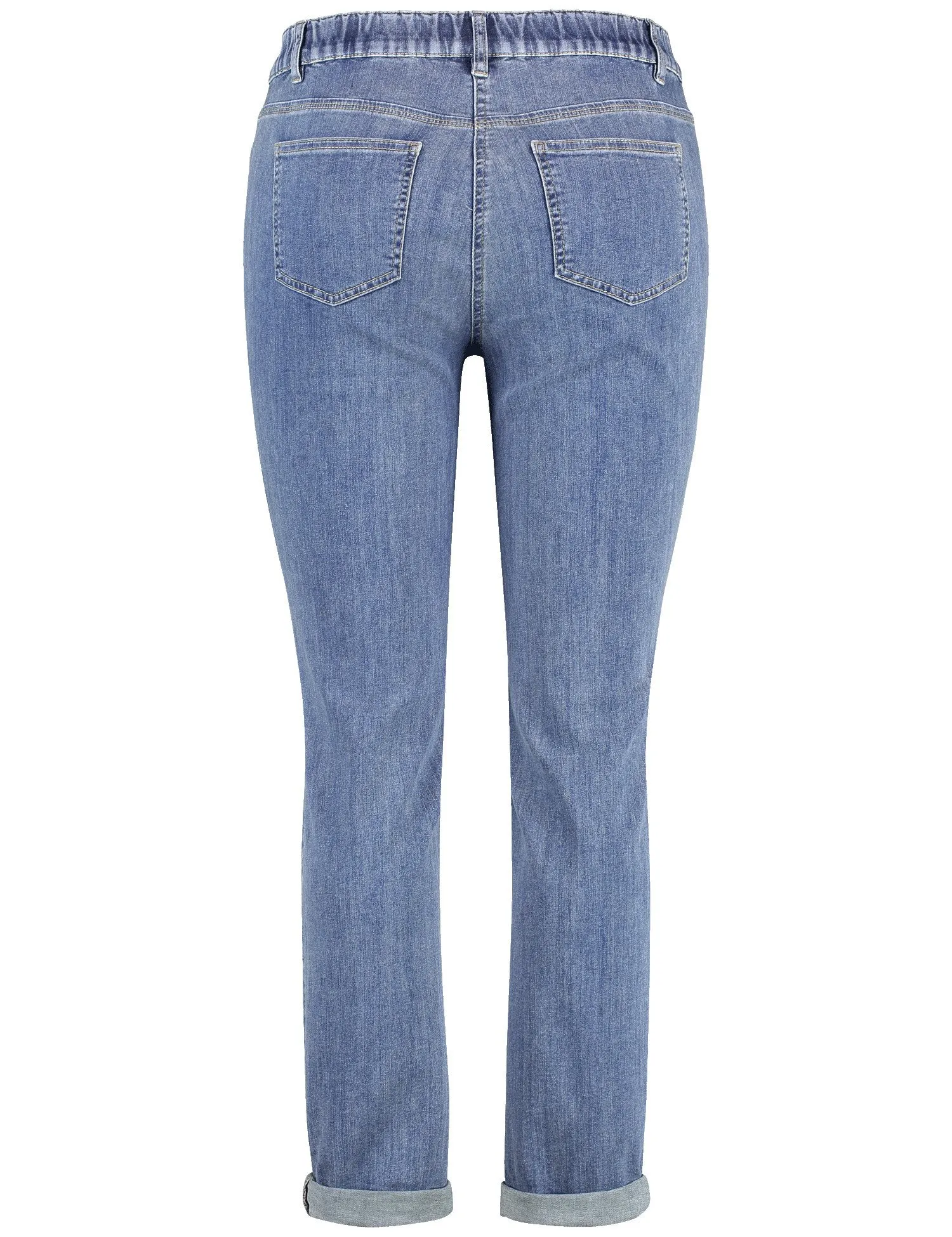 Stretchy five-pocket jeans with turn-ups, Betty