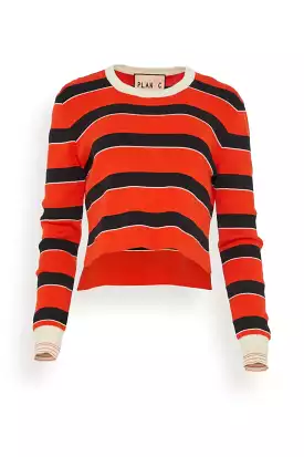 Striped Knit Sweater in Red Line