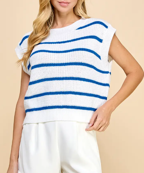 Striped Knit Top - Blue