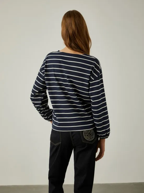 Striped sweater with flared sleeves