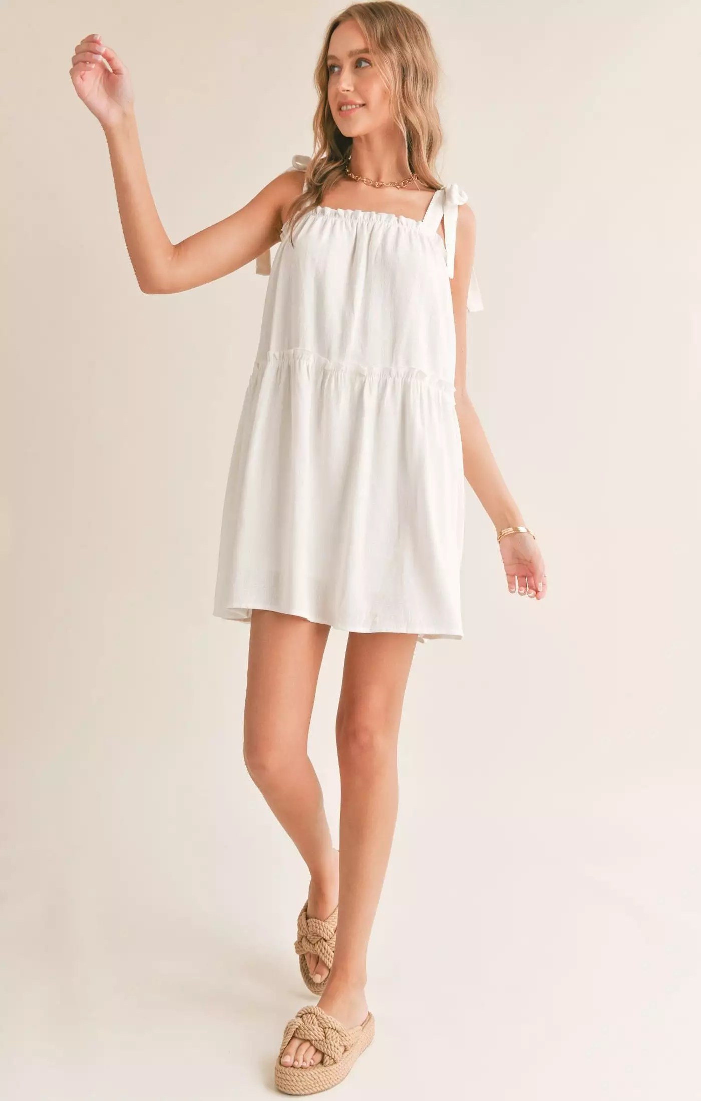 Sugarloaf Tiered Dress with Tie Straps