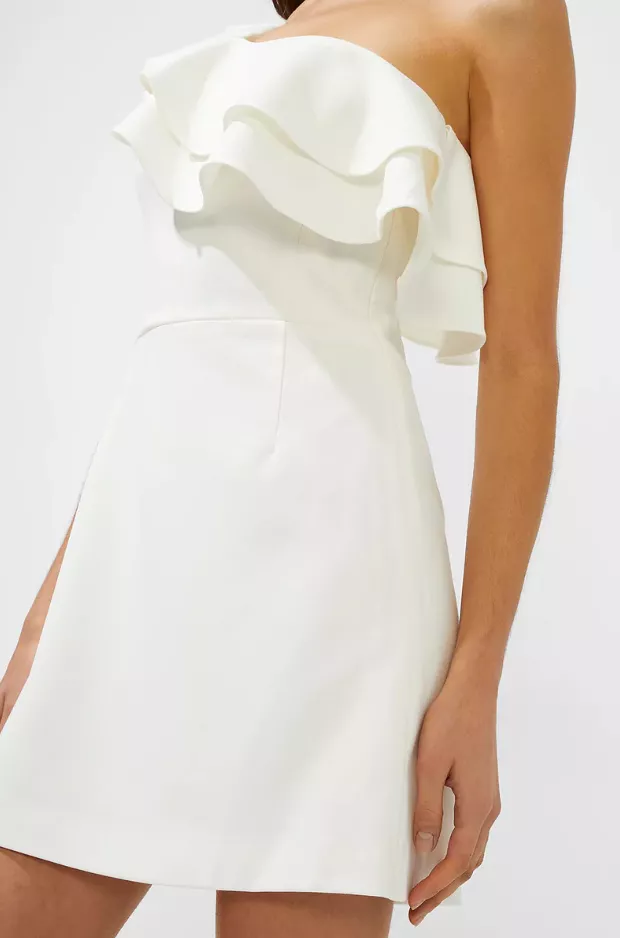 Summer White Whisper Asymmetrical Ruffle Dress