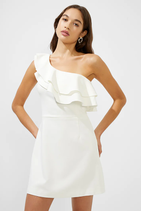 Summer White Whisper Asymmetrical Ruffle Dress