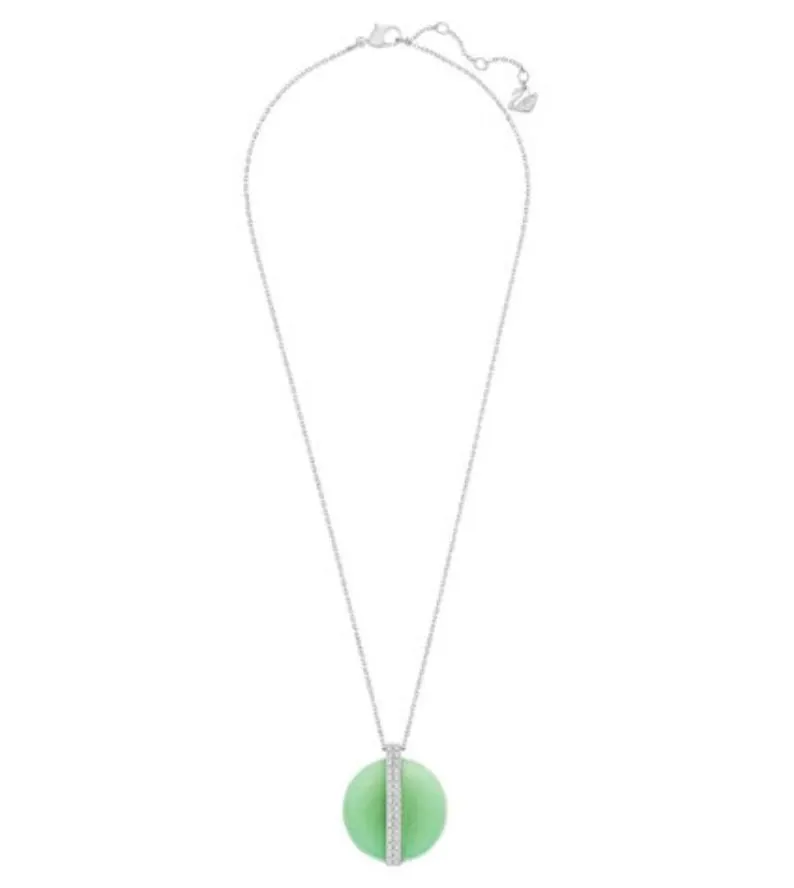 Swarovski Clear Crystal Green Stone Aventurine DISK Pendant #5155628