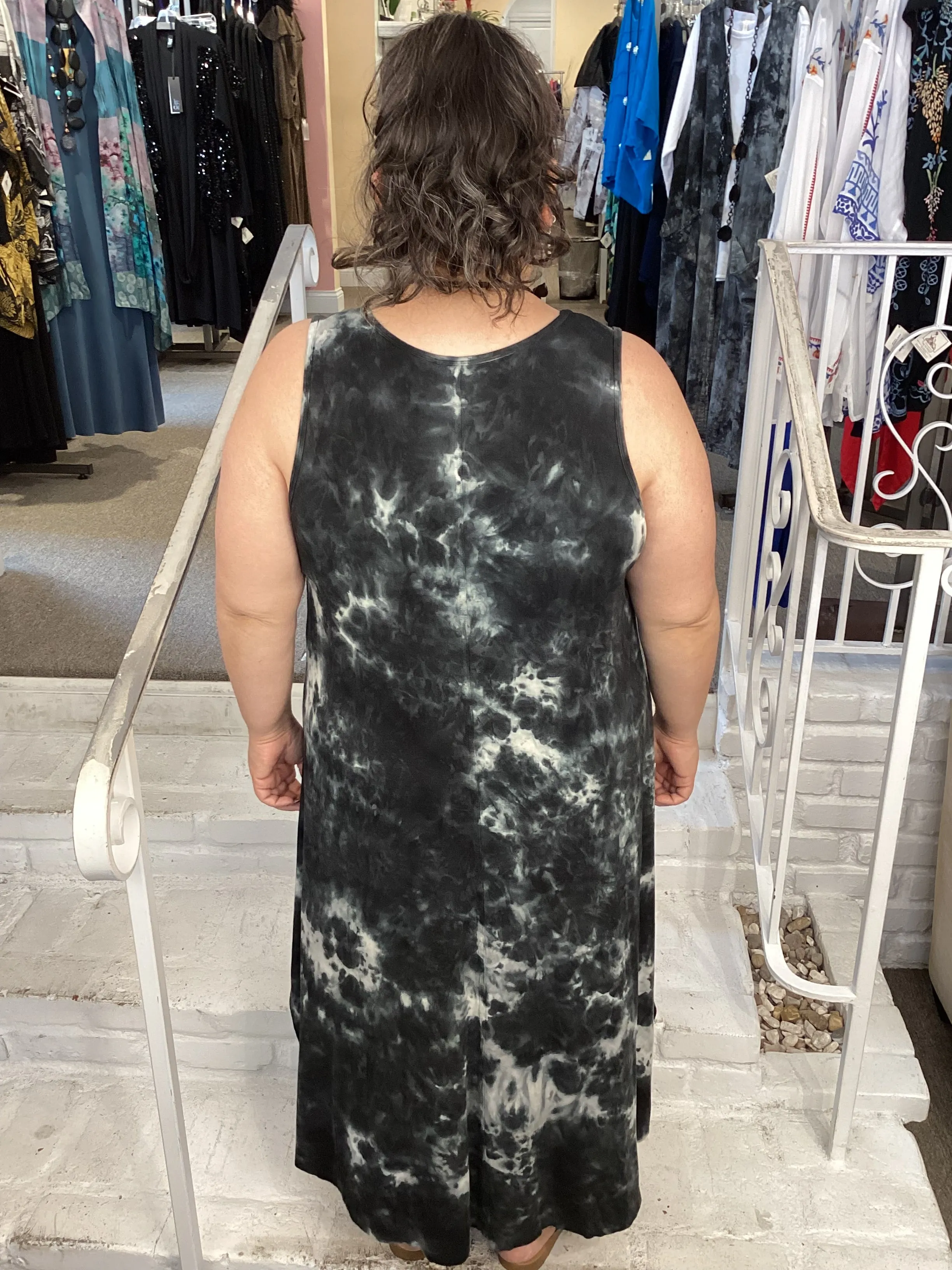 TANK DRESS - BLACK TIE DYE