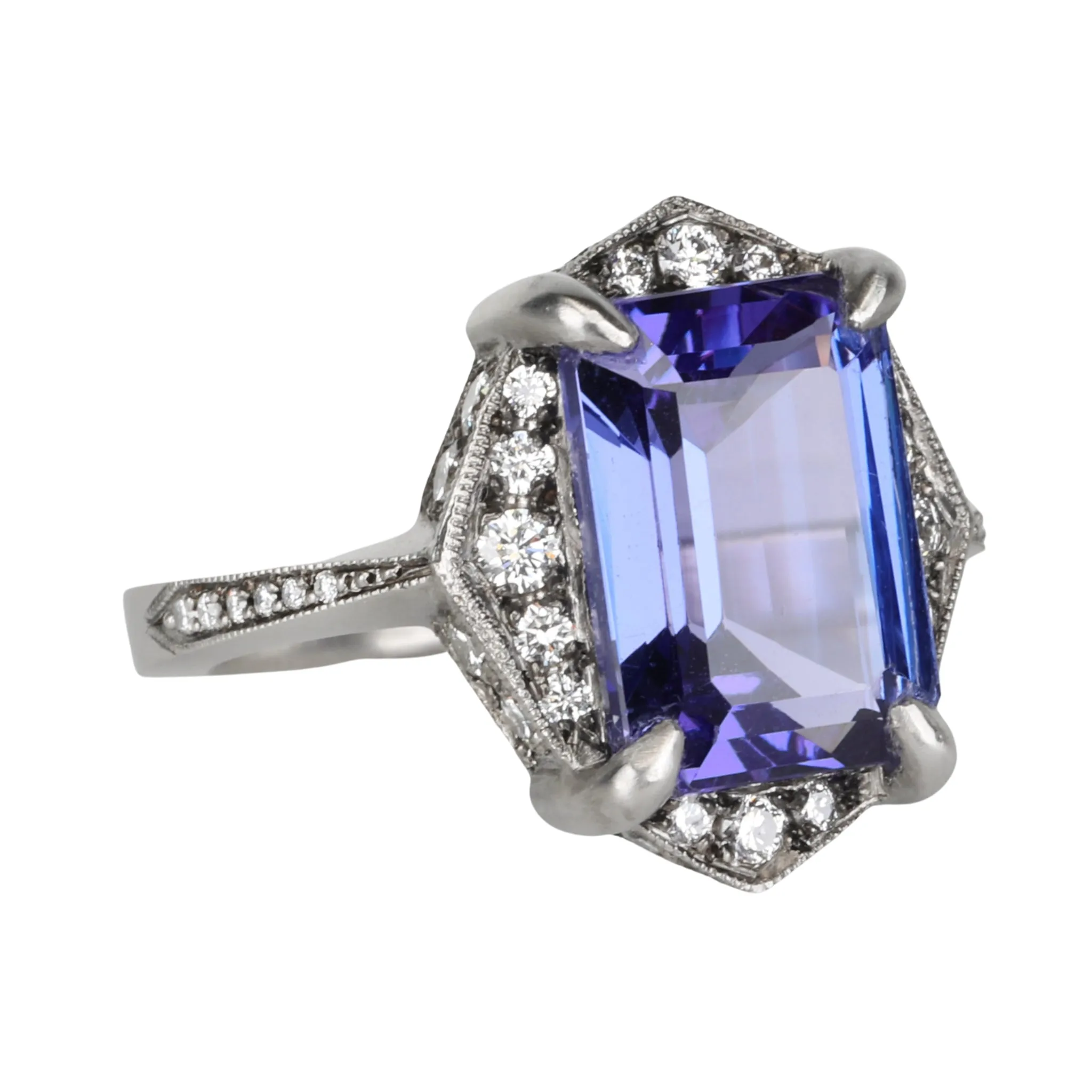 Tanzanite Aphrodite Ring with Pave Diamonds