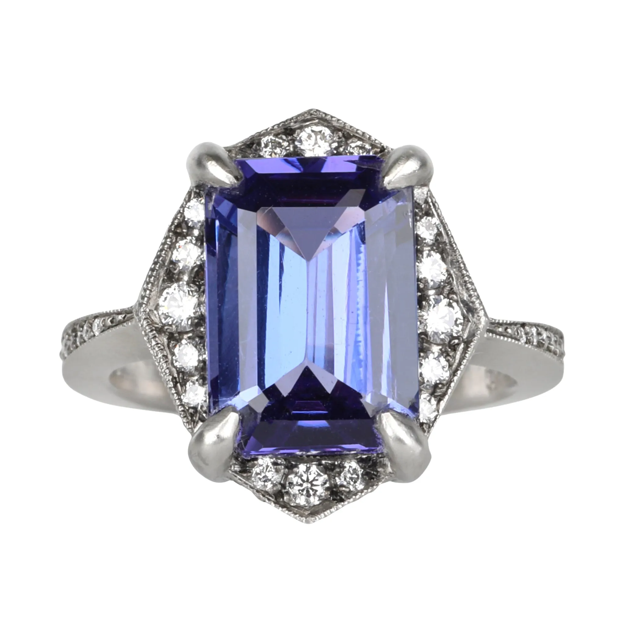 Tanzanite Aphrodite Ring with Pave Diamonds