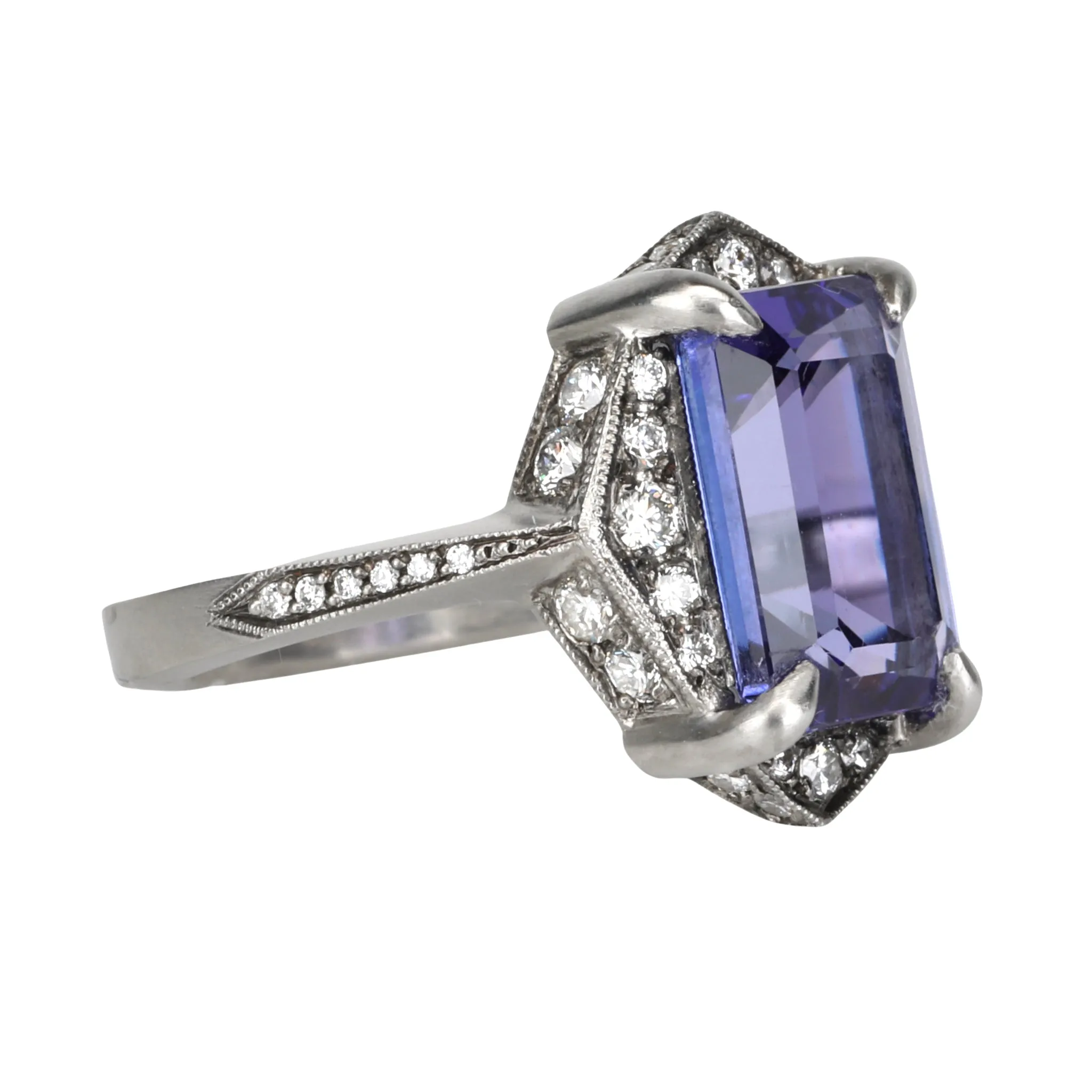 Tanzanite Aphrodite Ring with Pave Diamonds