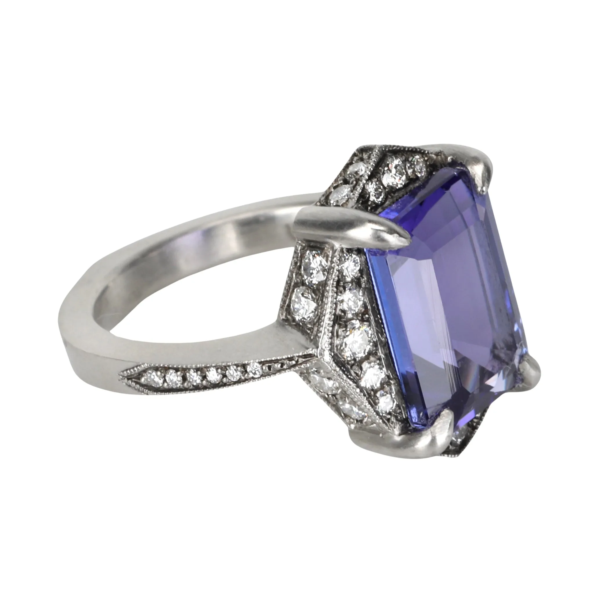 Tanzanite Aphrodite Ring with Pave Diamonds