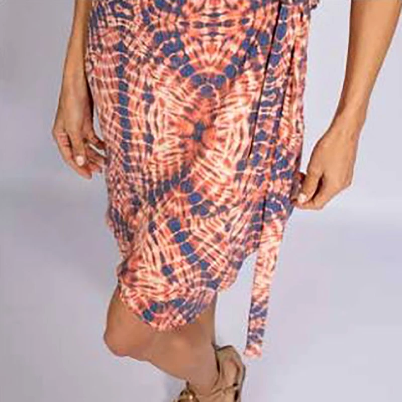 Terracotta Tie Dye sleeveless wrap dress