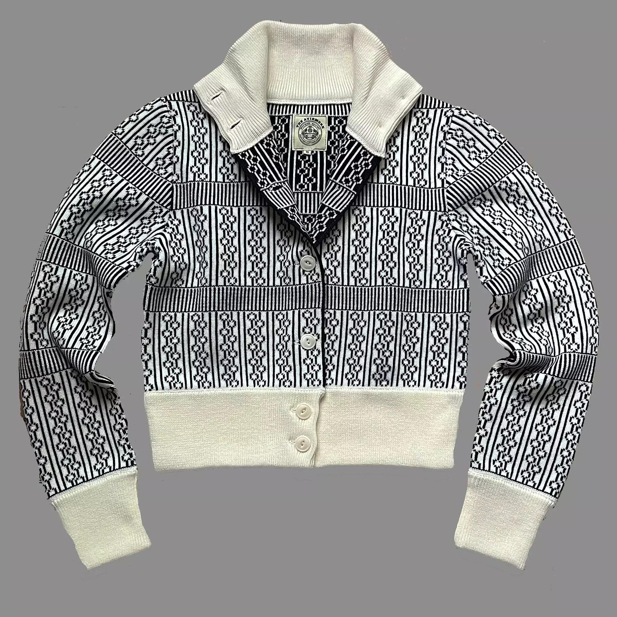 The Aviemore Ladies cardigan Cream & Navy Blue