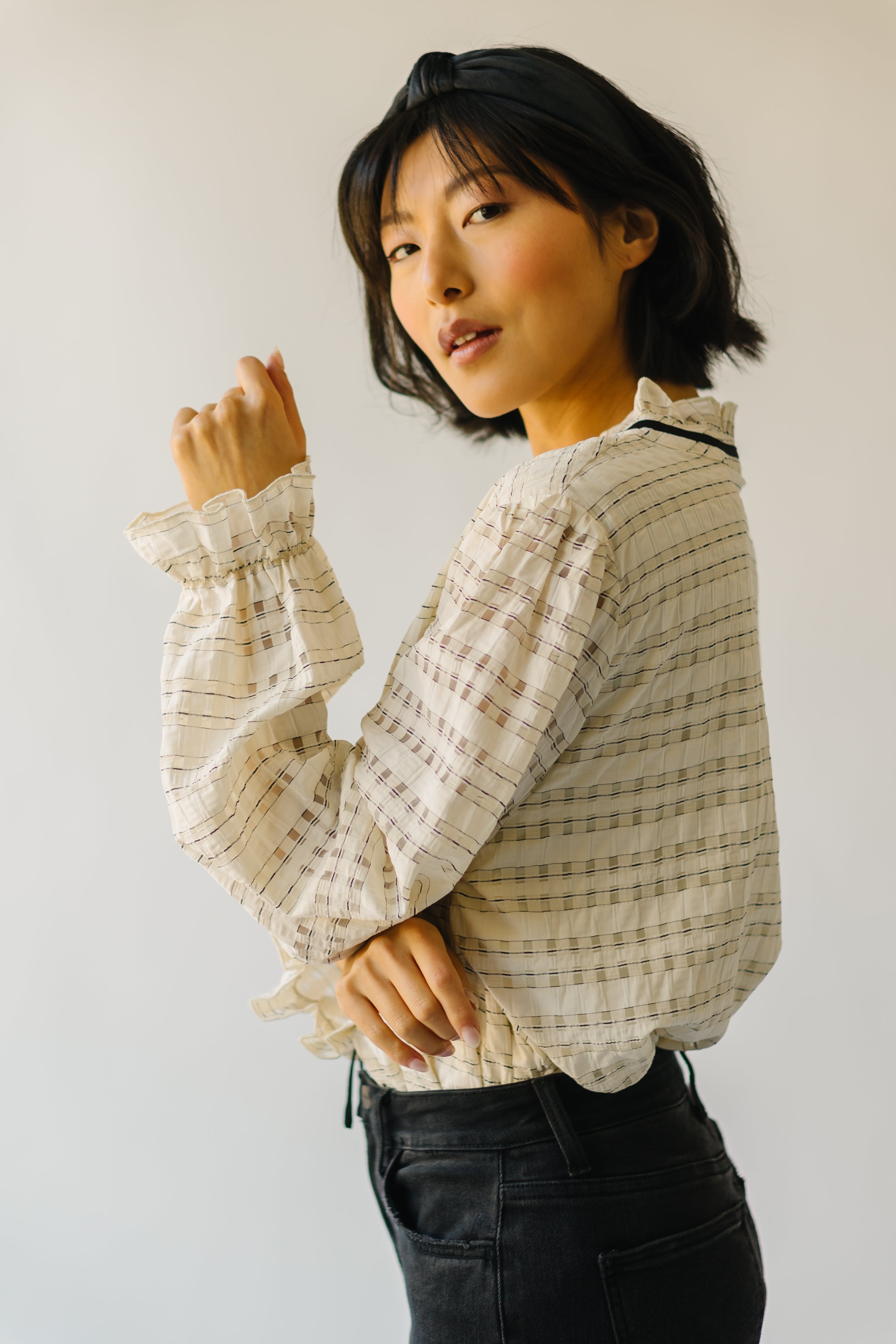 The Ayers Ruffle Detail Blouse in Cream