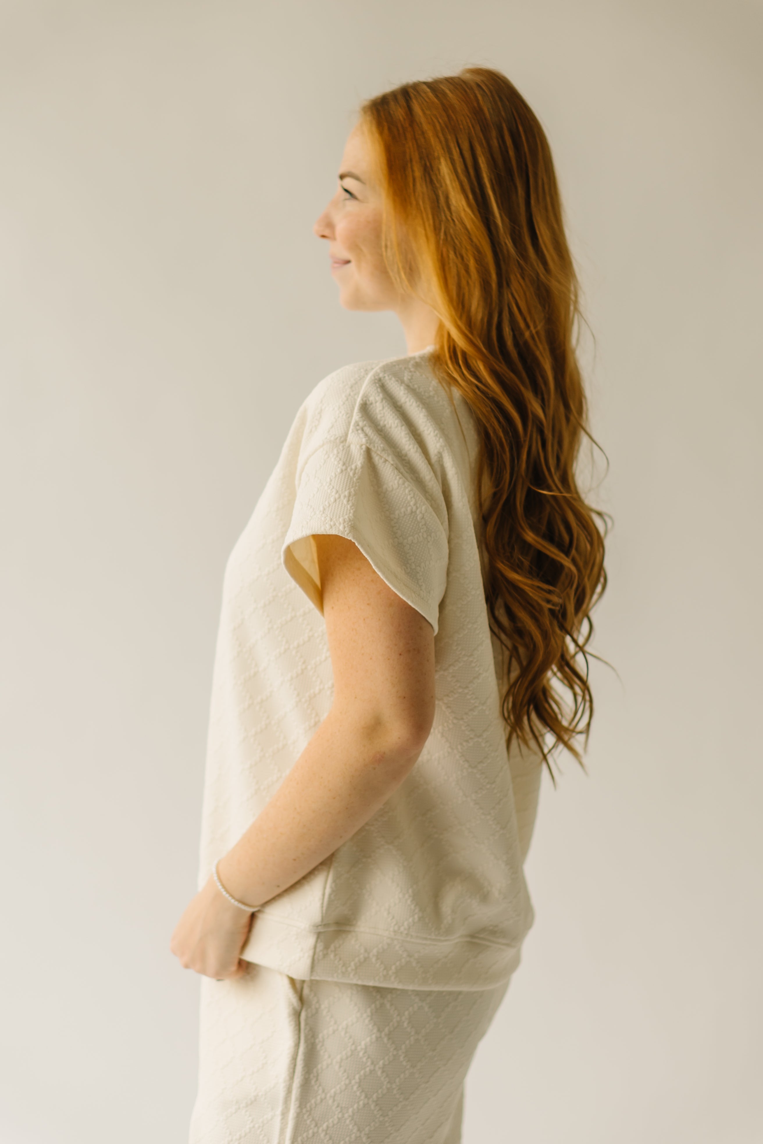 The Calista Textured Blouse in Cream