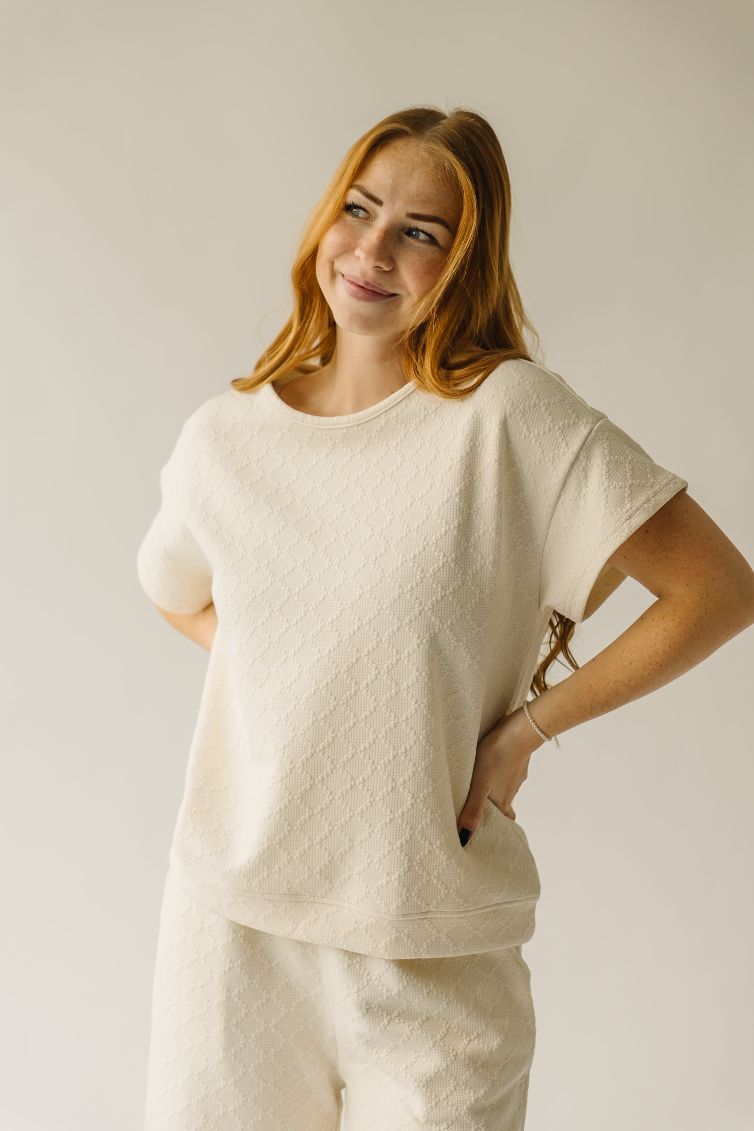 The Calista Textured Blouse in Cream