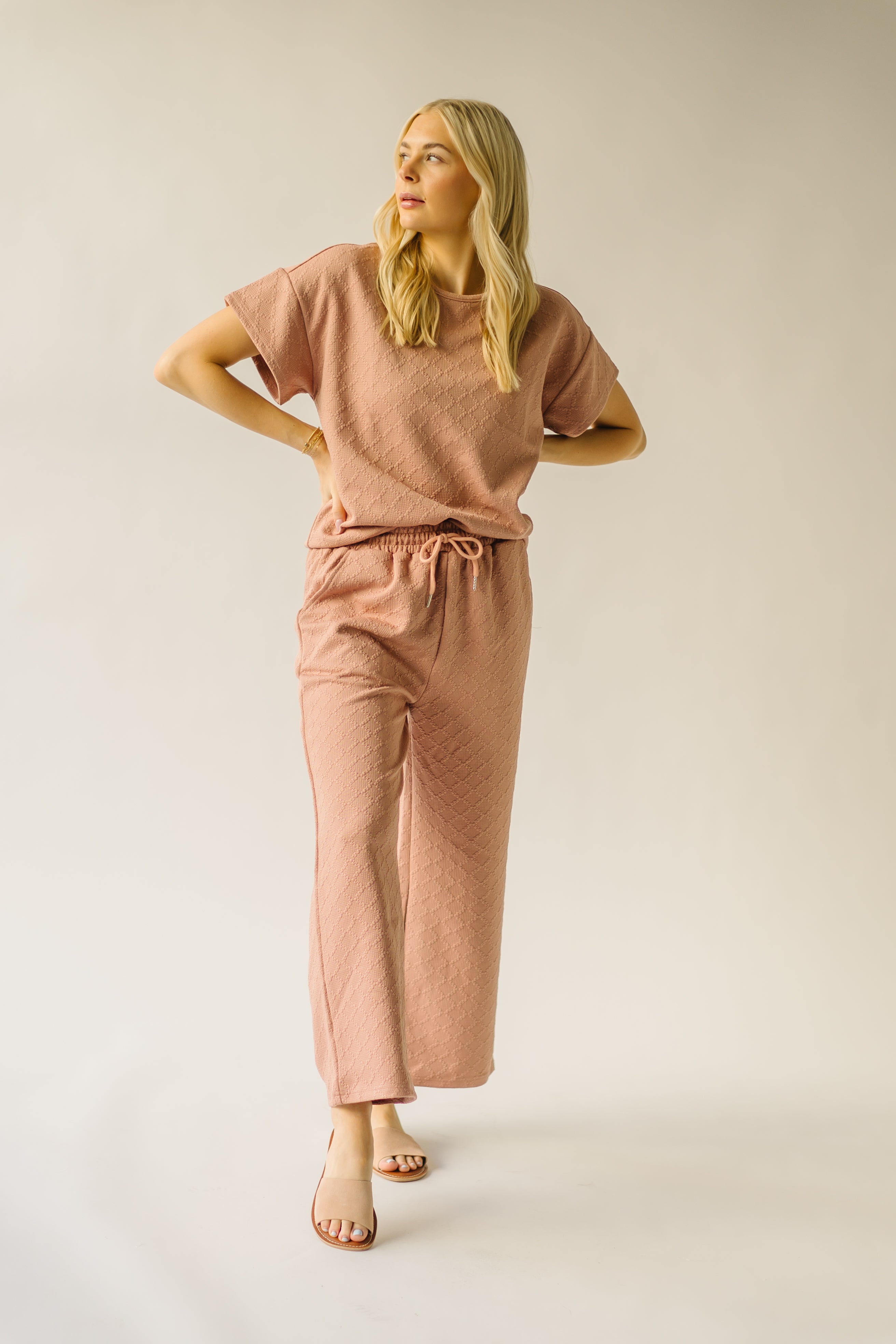 The Calista Textured Blouse in Dusty Pink