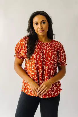 The Dumont Ruffle Sleeve Blouse in Rust Multi