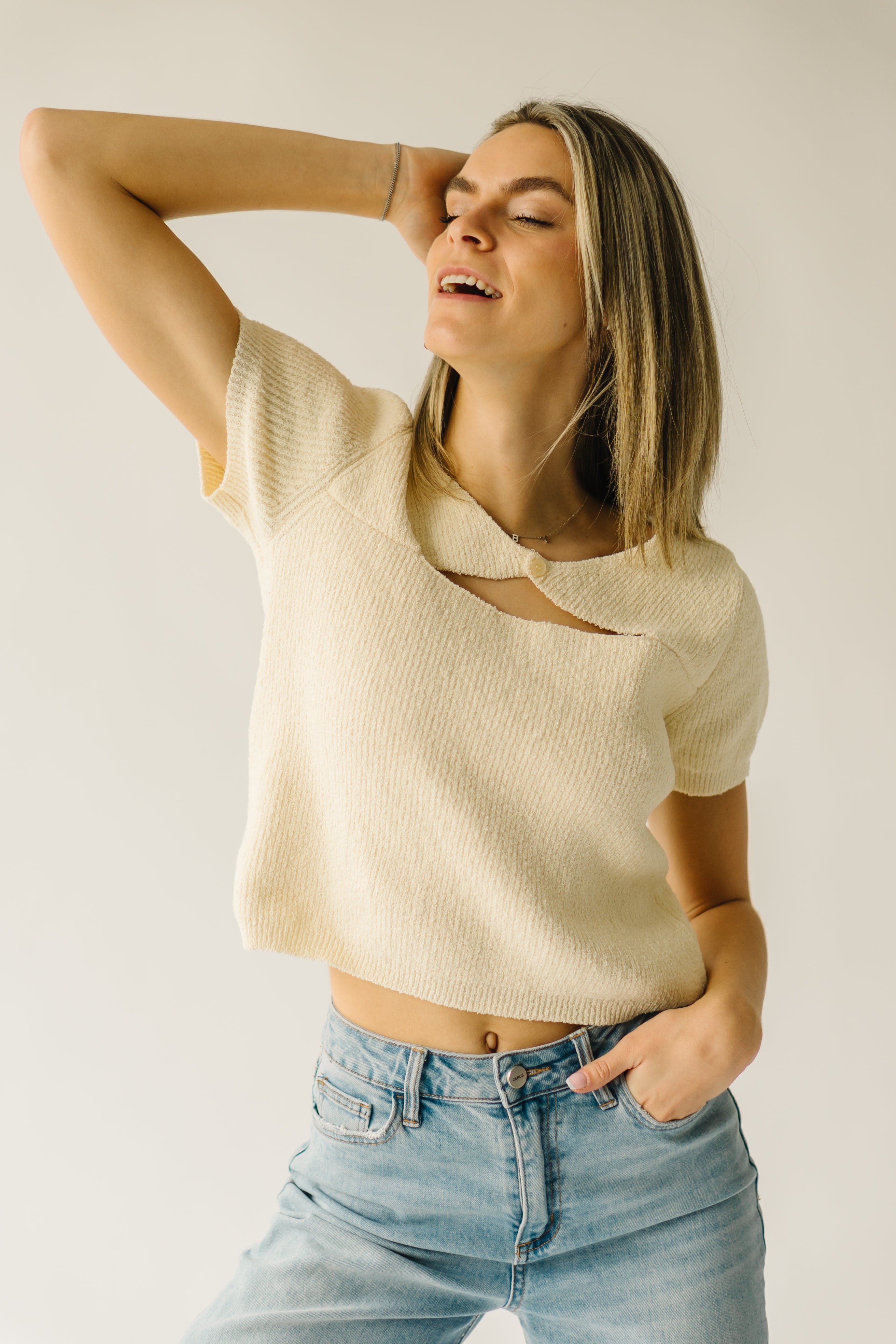 The Eldon Cut-Out Detail Blouse in Ivory