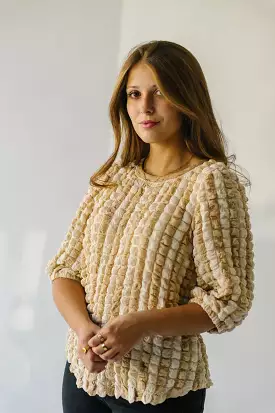 The Elkton Textured Blouse in Beige Multi