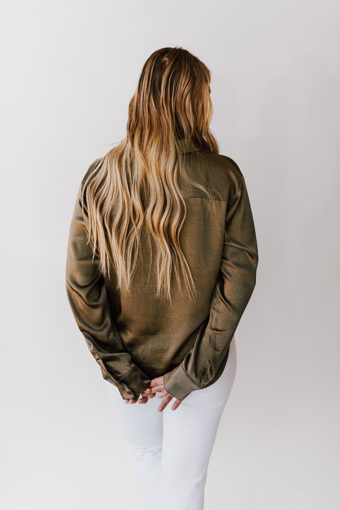 The Flade Satin Blouse in Olive