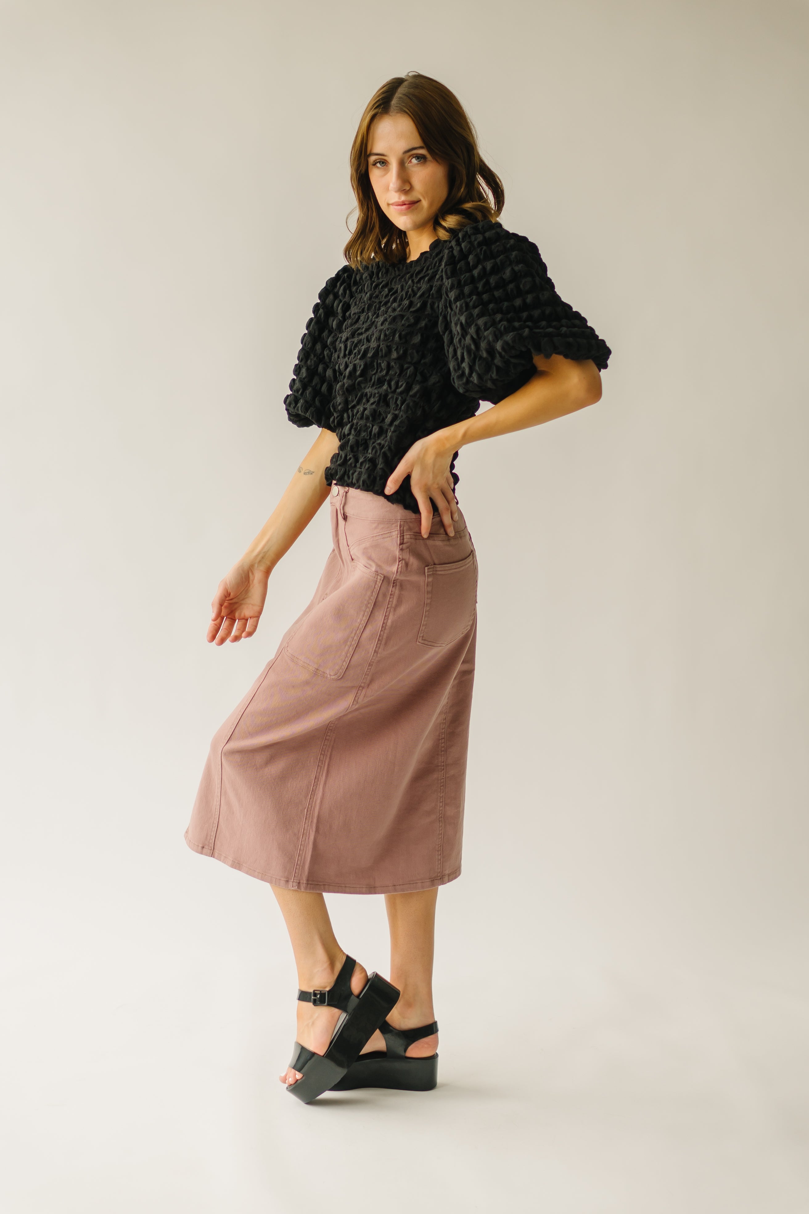 The Frisbie Bubble Textured Blouse in Black