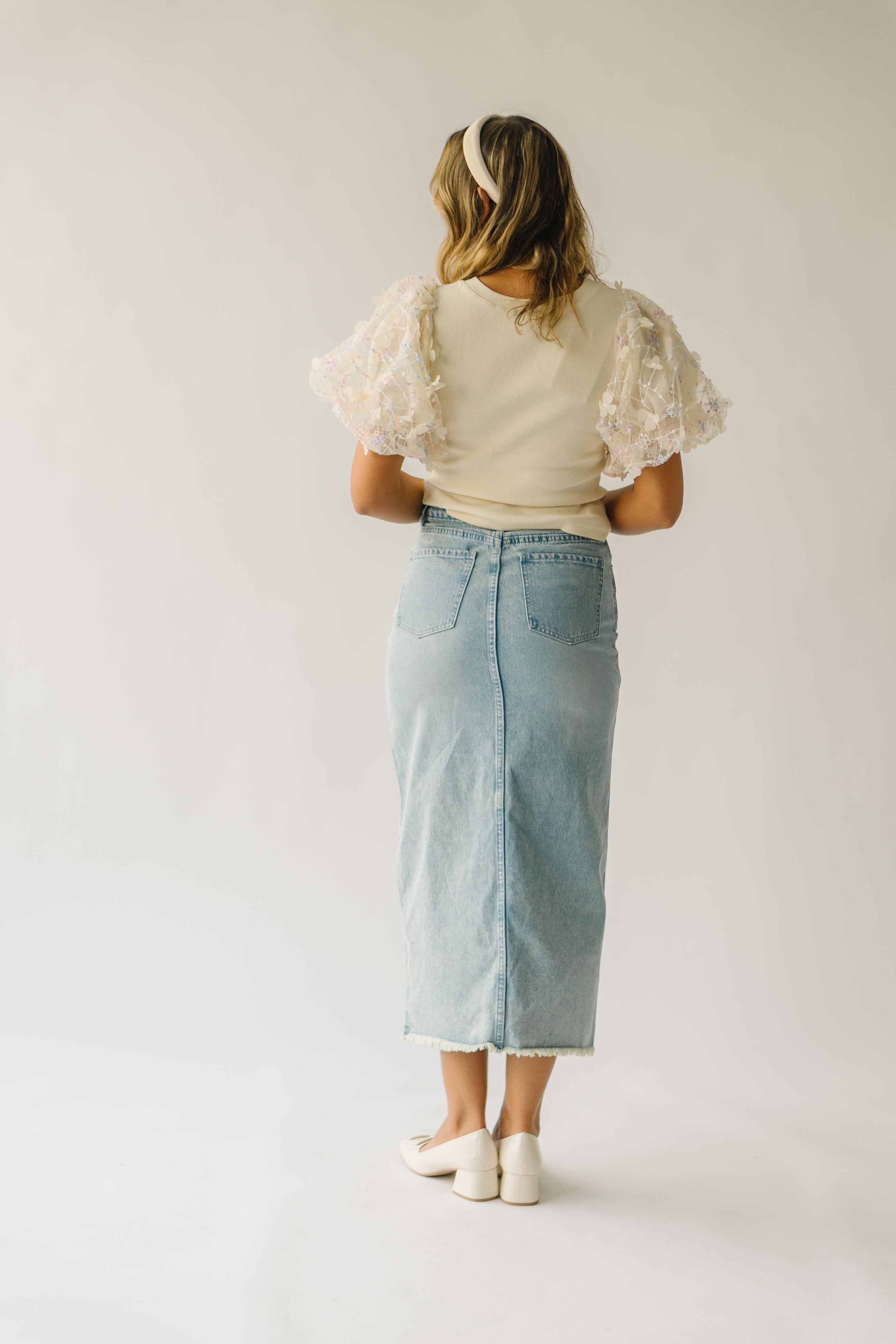 The Guthrie Textured Puff Sleeve Blouse in Cream