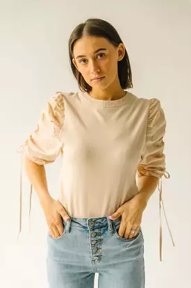 The Lavelle Ruched Sleeve Blouse in Sand