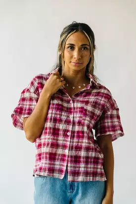 The Motley Checkered Blouse in Fuchsia