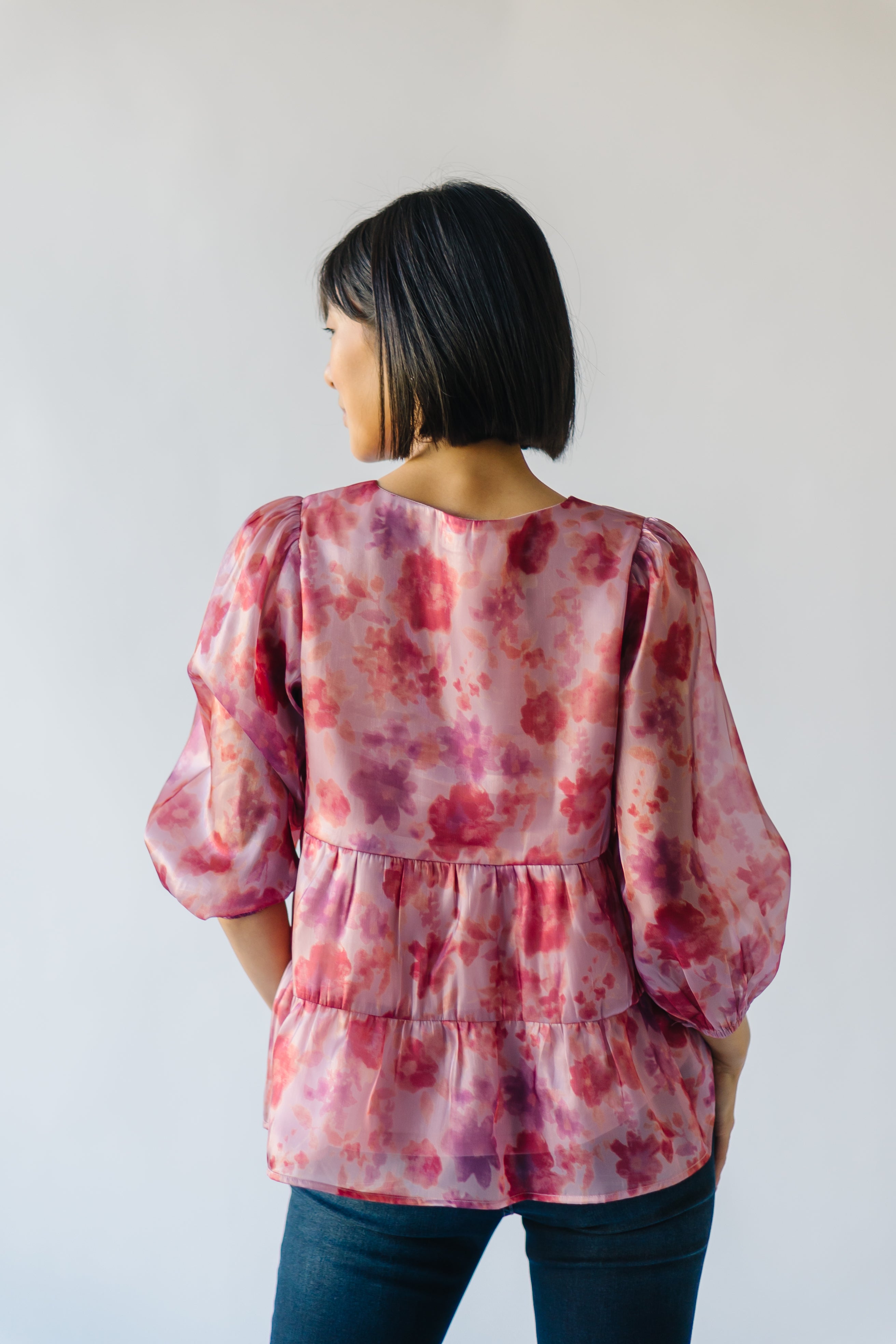 The Parkman Floral Organza Blouse in Blush