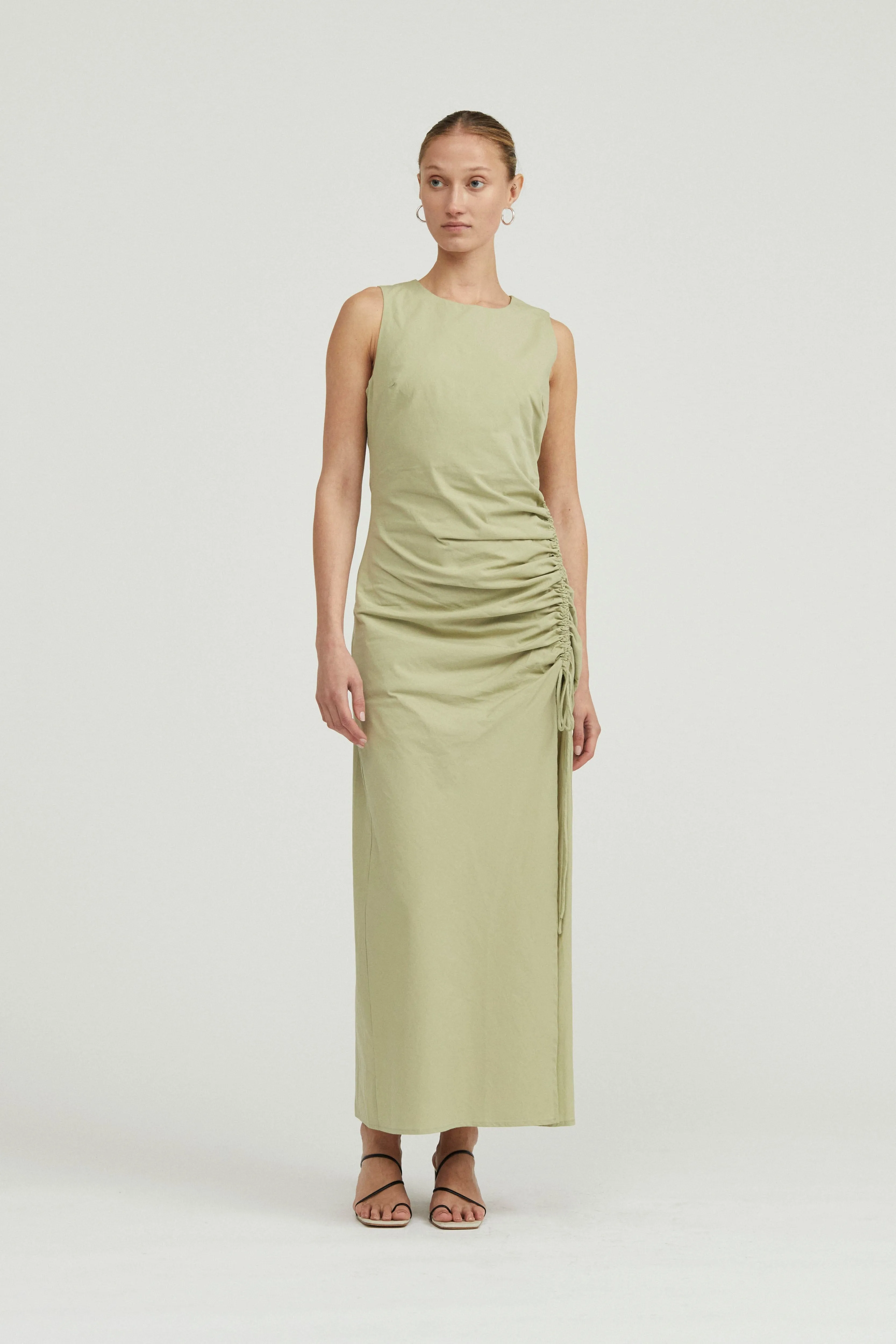 Third Form Drawn Deep Tank Maxi Dress - Sage