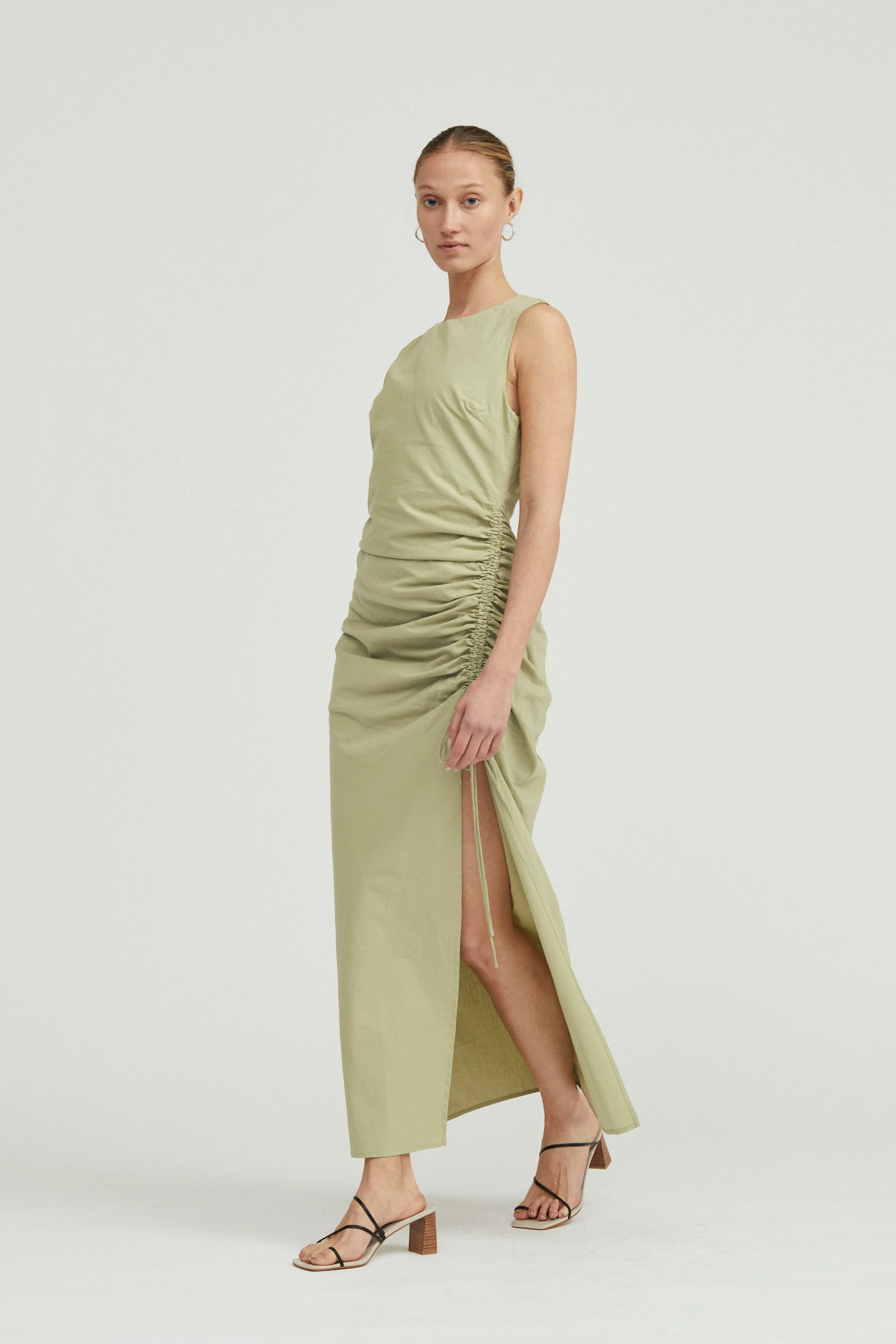 Third Form Drawn Deep Tank Maxi Dress - Sage