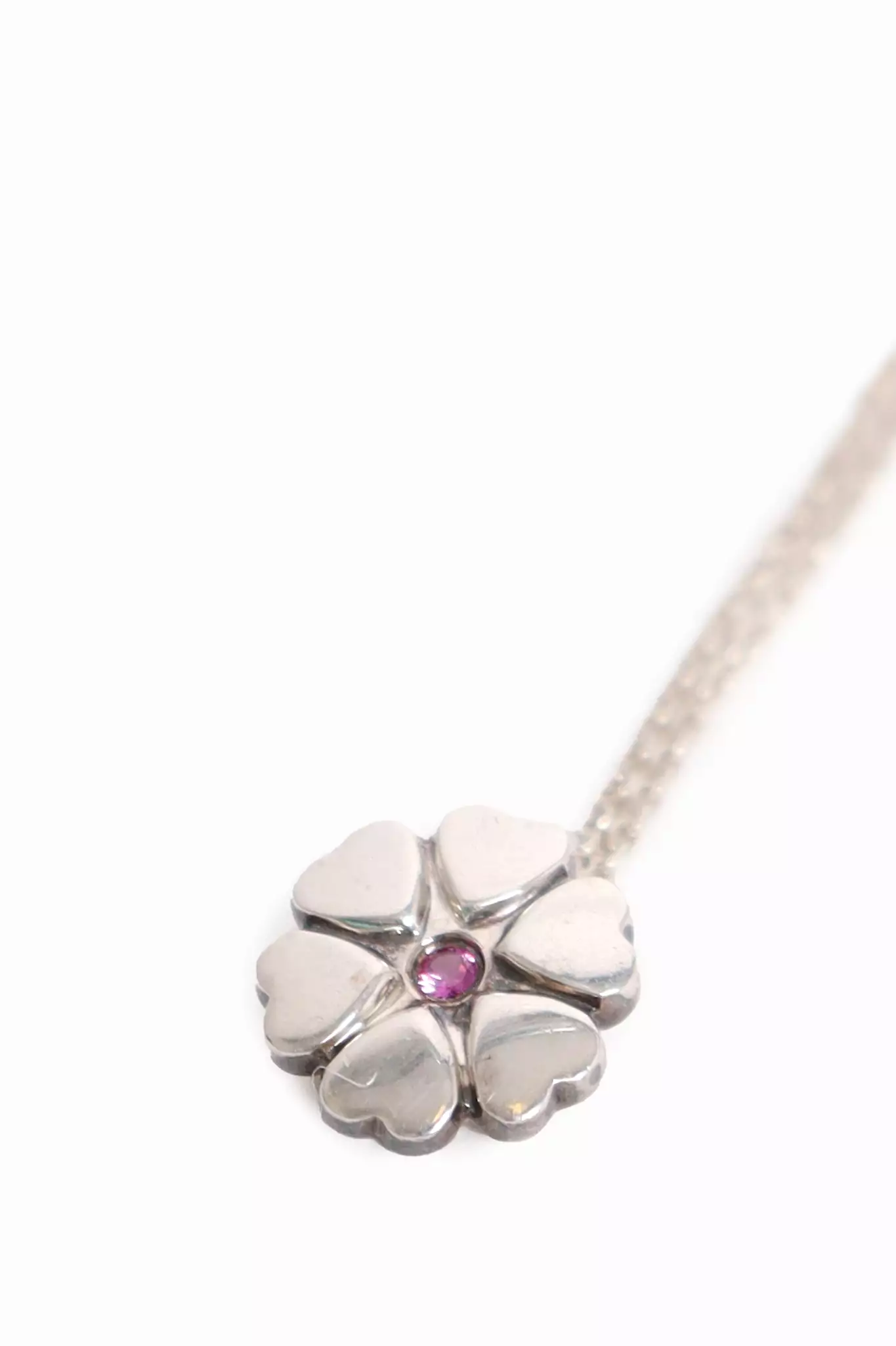 Tiffany & Co. Sterling Silver 'Flower of Heart' Sapphire Necklace