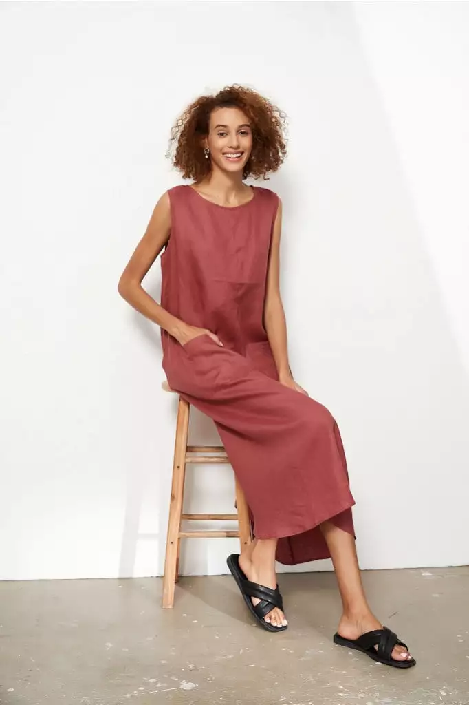 Tirelli - A-line Tank Dress - Soft Ruby